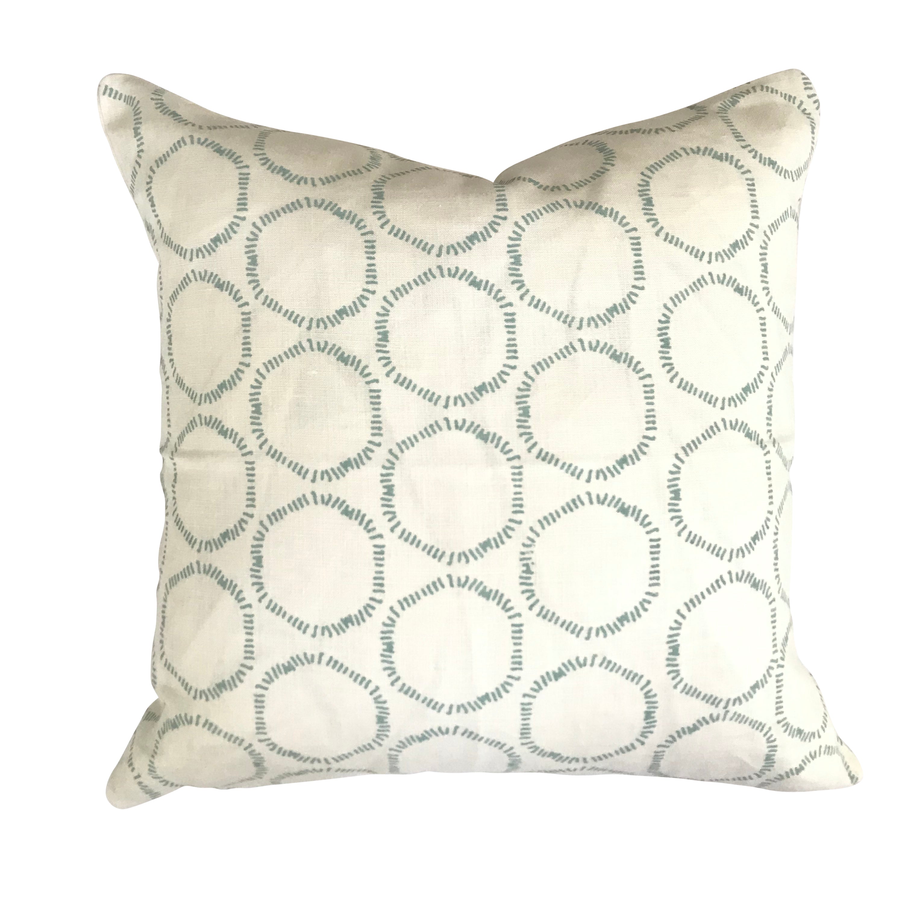 Cape pillow in Bluegrass on Oyster - greige design